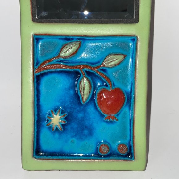 Eartha Handmade Pottery Tile Glazed with Mirror P. Collery Stamp - Picture 2 of 12